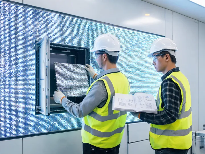 Field service team replacing an LED module