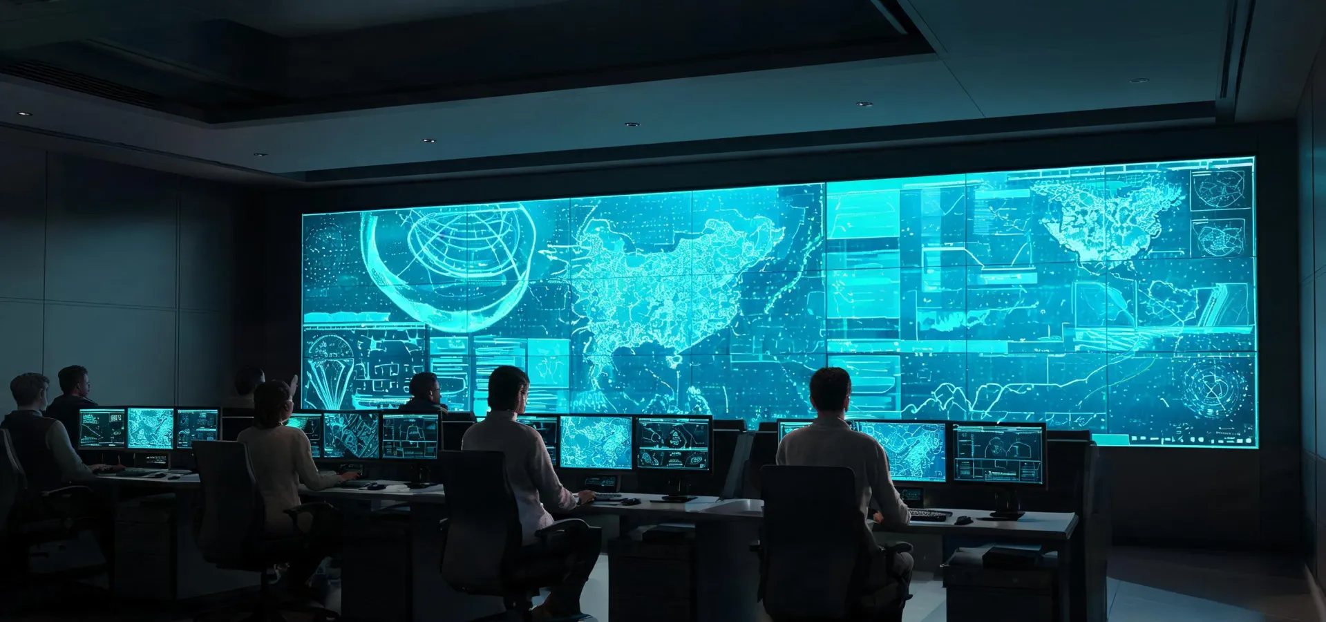 Large-format Barco LED video wall in a mission-critical control room